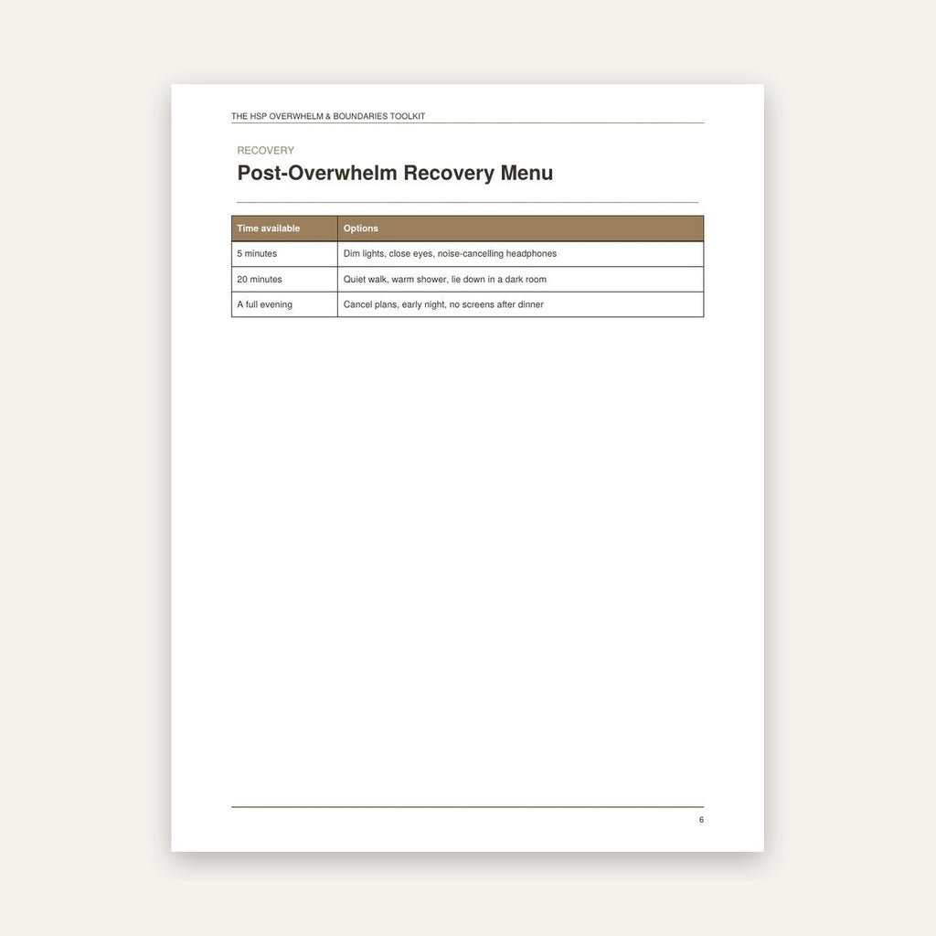 HSP Overwhelm & Boundaries Toolkit | Highly Sensitive Person Printable PDF | Overstimulation Scale + Boundary Scripts | Instant Download