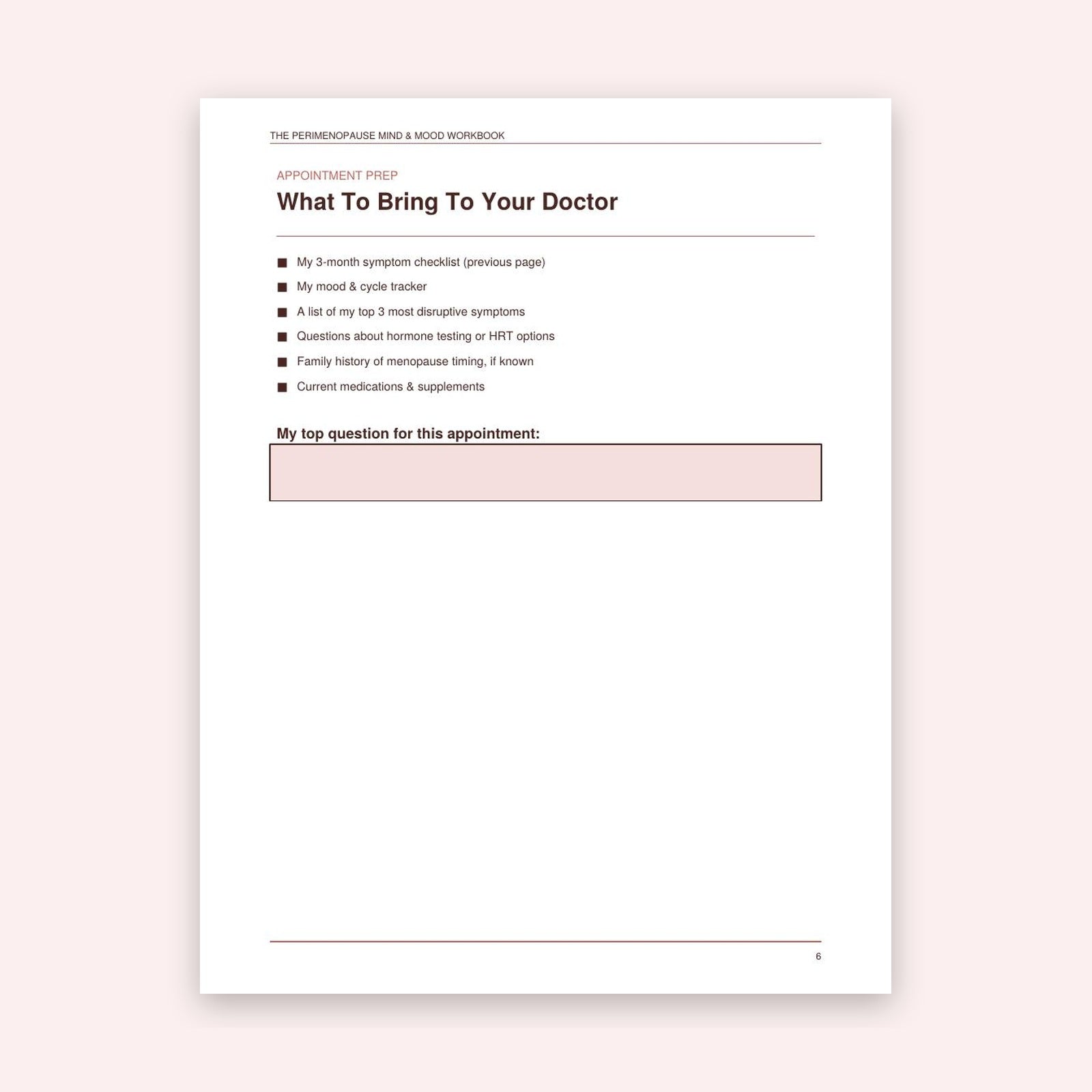 Perimenopause Mind & Mood Workbook | Printable Symptom Tracker for Anxiety, Brain Fog & Rage | Doctor Appointment Prep | Instant Download PDF