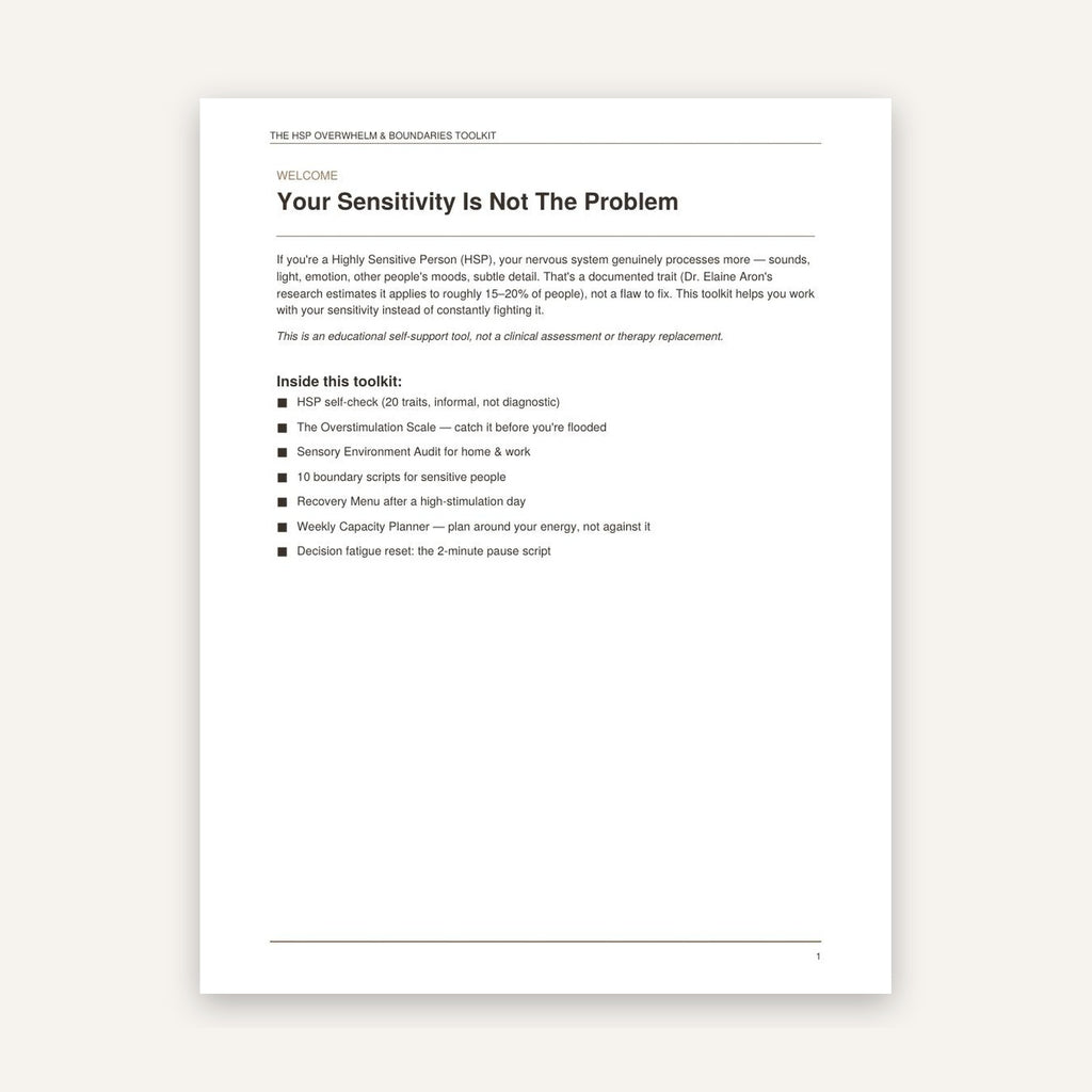HSP Overwhelm & Boundaries Toolkit | Highly Sensitive Person Printable PDF | Overstimulation Scale + Boundary Scripts | Instant Download