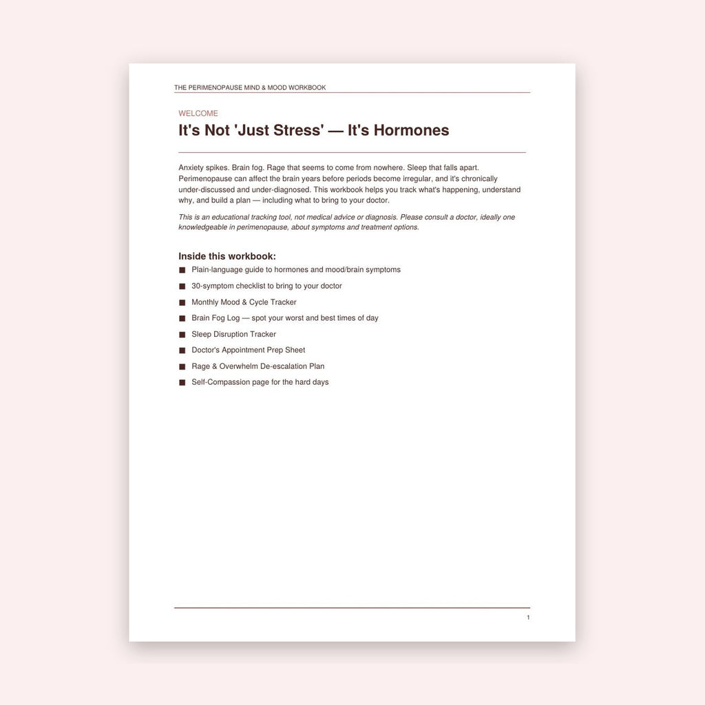 Perimenopause Mind & Mood Workbook | Printable Symptom Tracker for Anxiety, Brain Fog & Rage | Doctor Appointment Prep | Instant Download PDF