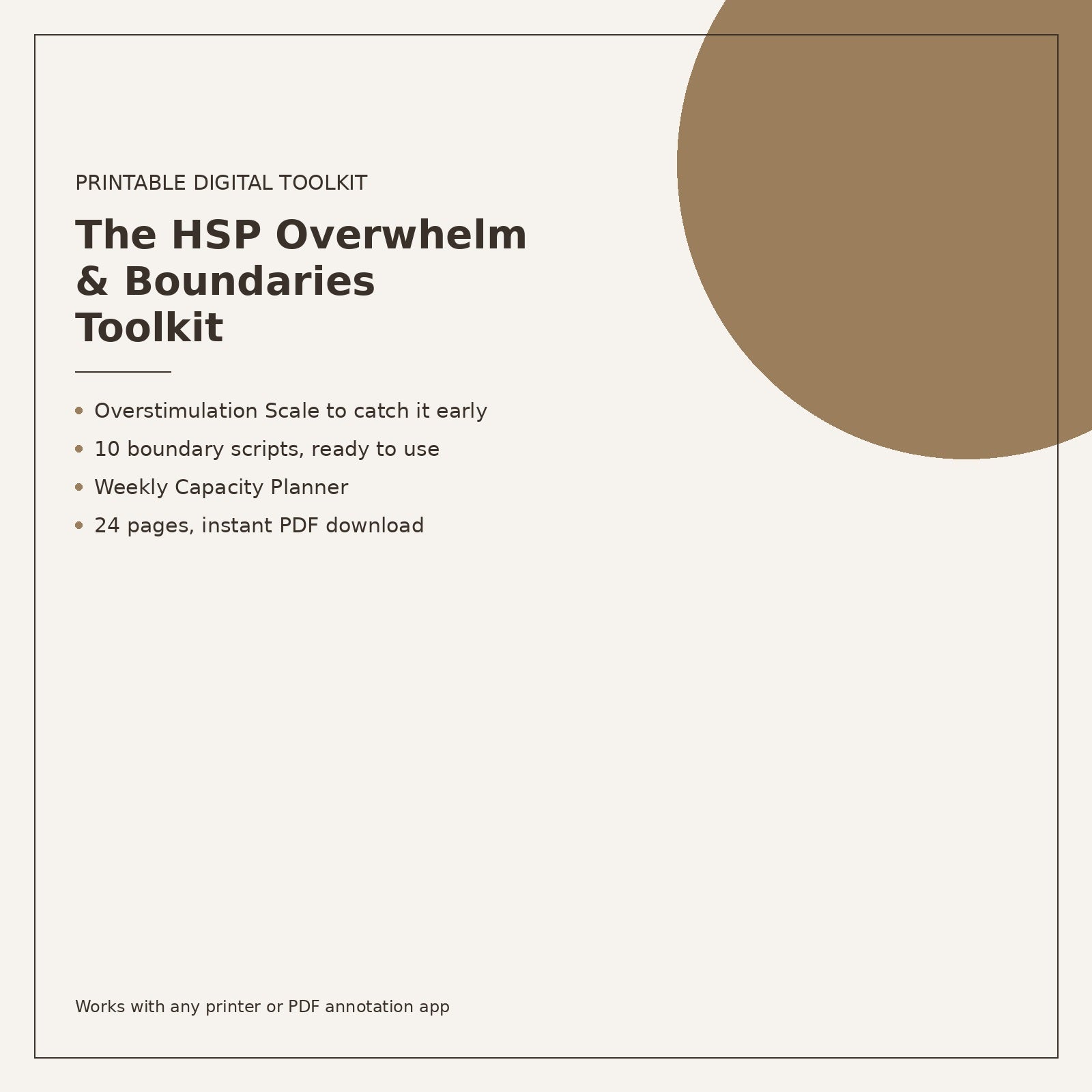 HSP Overwhelm & Boundaries Toolkit | Highly Sensitive Person Printable PDF | Overstimulation Scale + Boundary Scripts | Instant Download