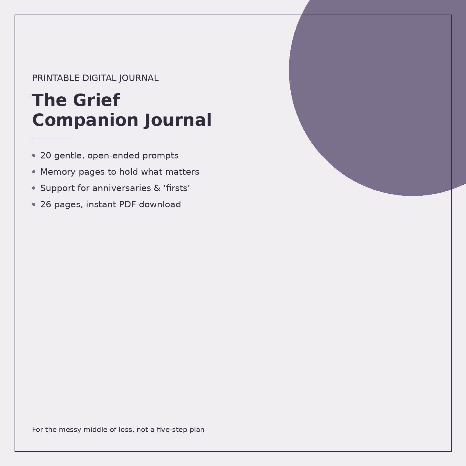 The Grief Companion Journal | Printable Grief Support Journal for Loss | Memory Pages + Gentle Prompts | Instant Download PDF